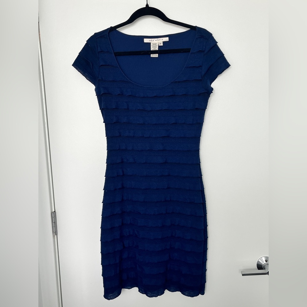 Max Studio Navy Cap Sleeve Dress